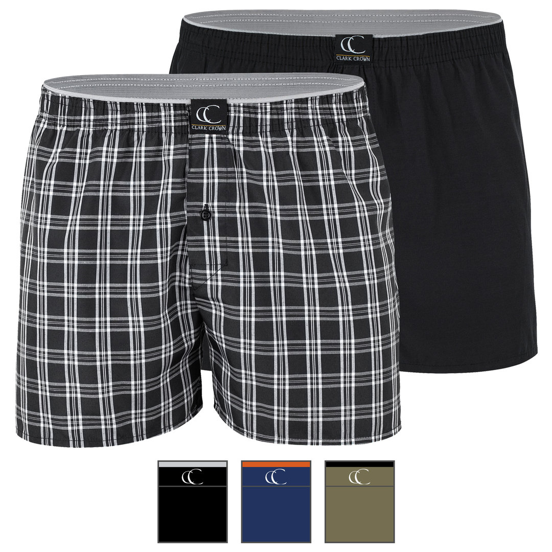 Clark Crown® Herren Web-Boxershort mit Knopfleiste - Farbe wählbar