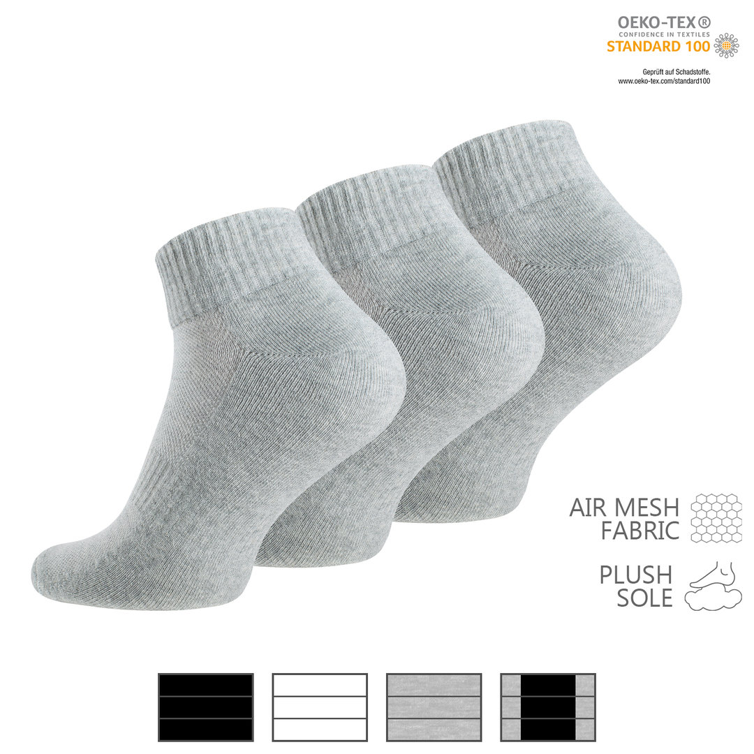 Stark Soul® 3er Pack unisex Baumwoll Kurzsocken mit Frotteesohle - Farbe wählbar