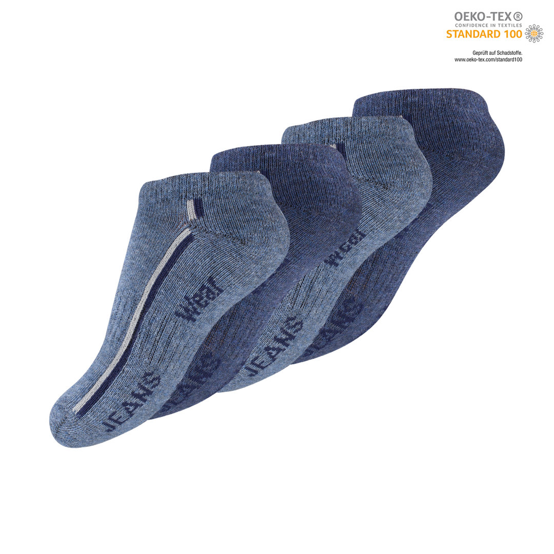 4er Pack Kinder Baumwoll Sneaker Socken "JEANS WEAR" in jeansblau