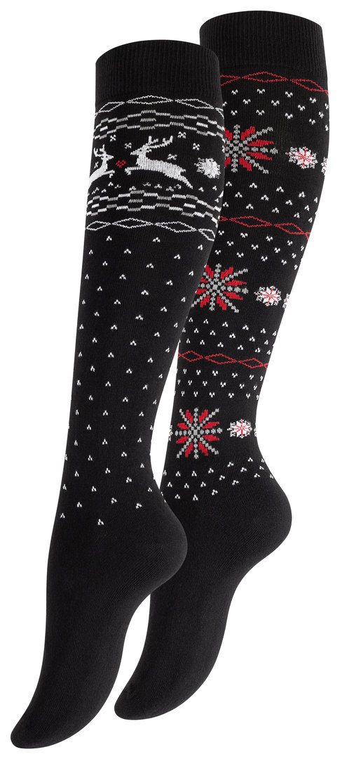 yenita® Damen Kniestrümpfe 2er Pack mit Wintermotiven