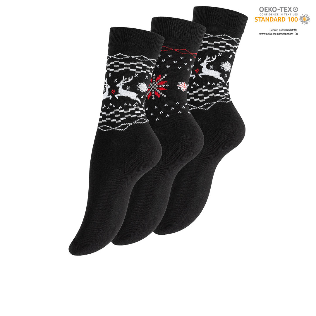 yenita® Damen Socken 3er Pack mit Wintermotiven
