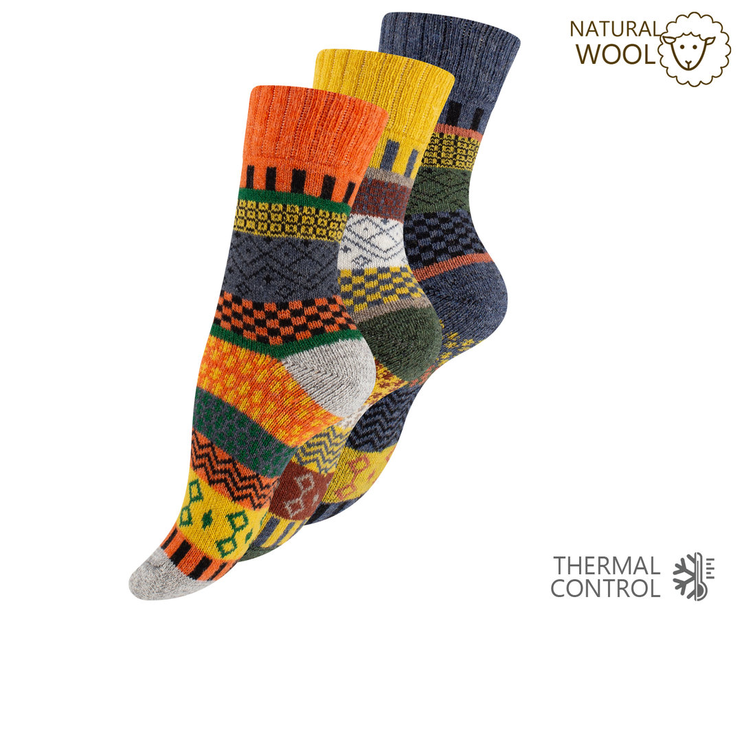 Unisex Norweger Stricksocken mit Wolle "HYGGE" Set 2