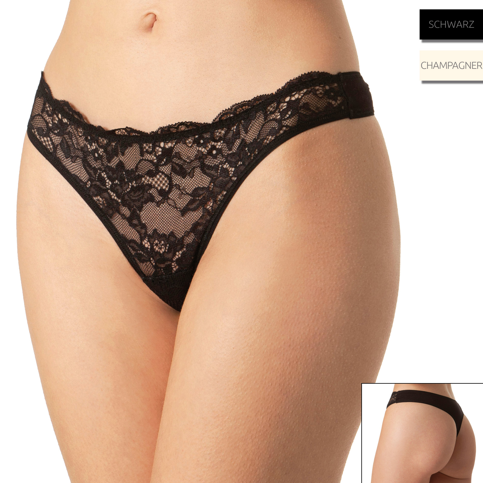 yenita® Damen Tanga mit Spitze vorn "BAMBUS" - Farbe wählbar
