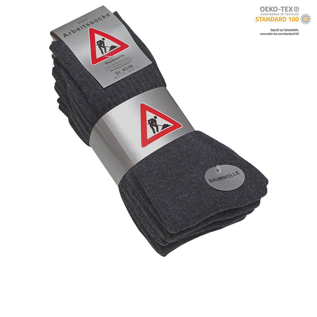 5er Pack Herren Arbeitssocken robust und strapazierfähig in dunkelgrau