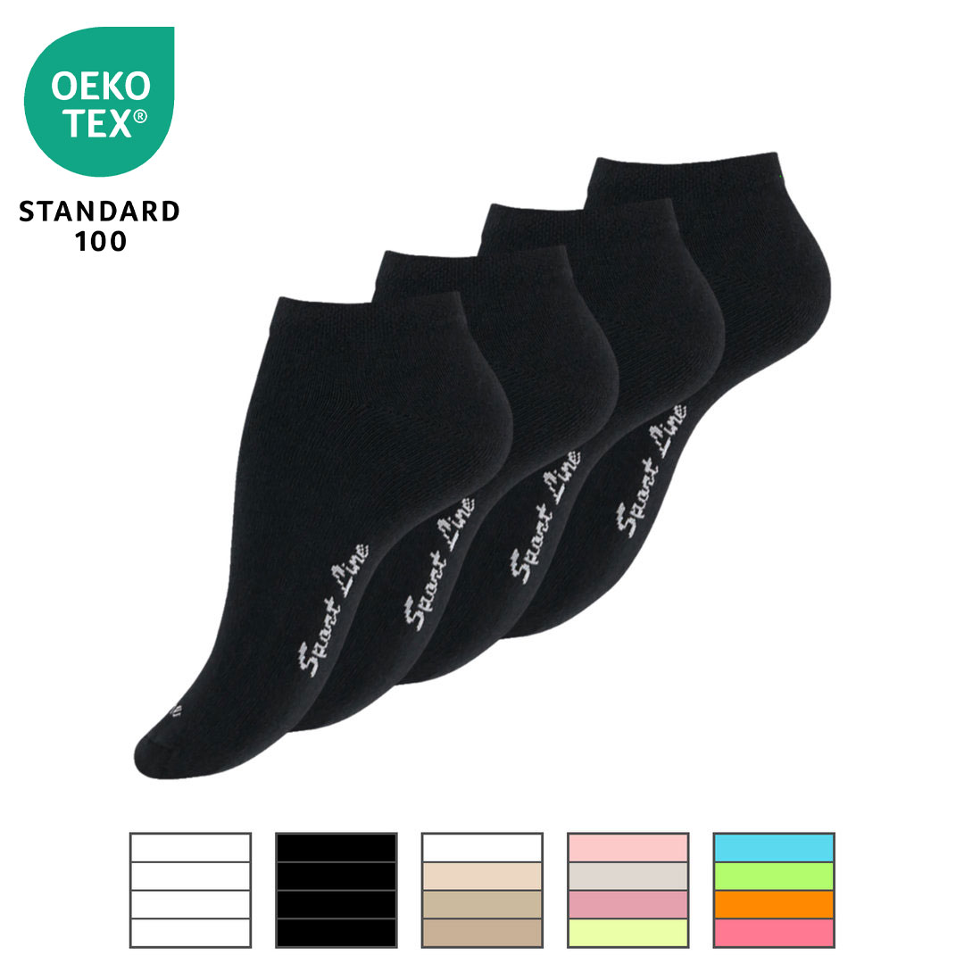 4er Pack Damen Sneaker Socken "SPORT LINE" - Farbe wählbar