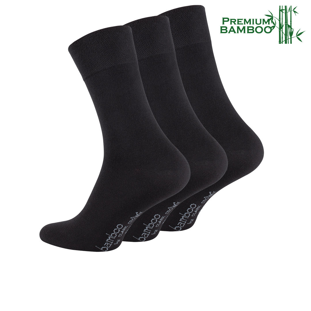 Clark Crown® 3er Pack Herren BAMBUS Businesssocken in schwarz