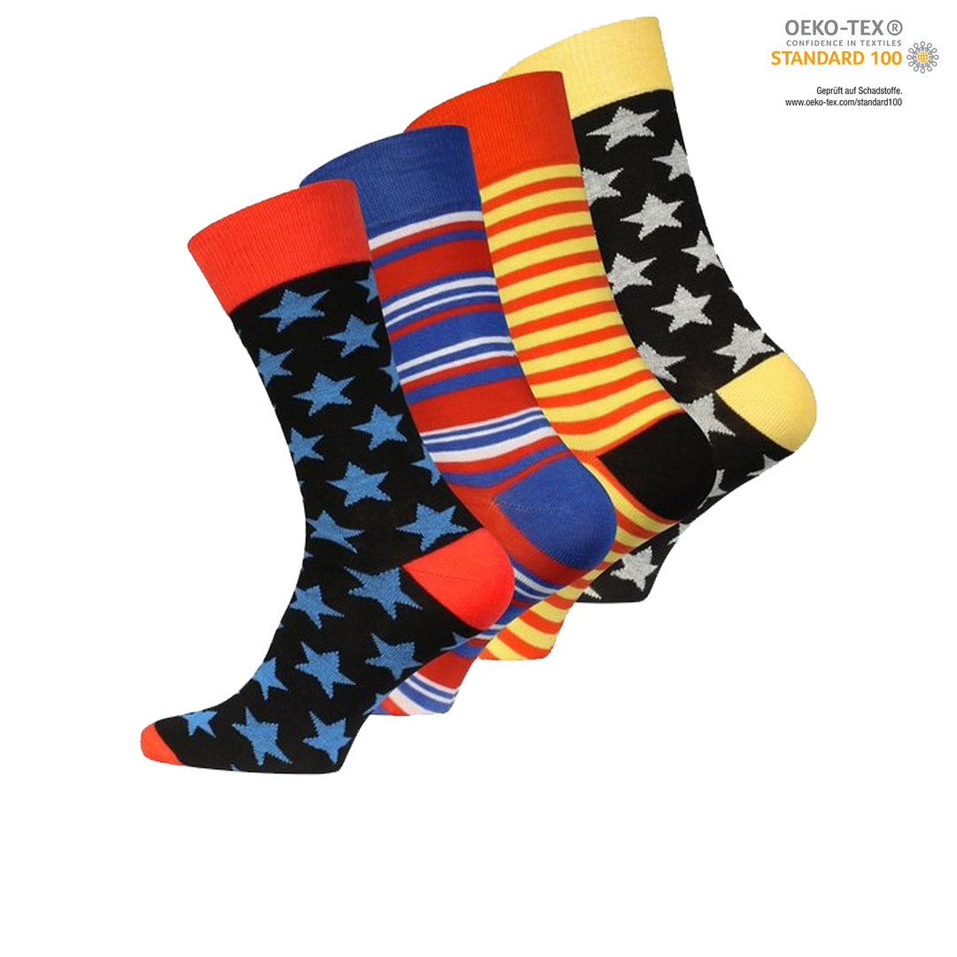 Vincent Creation® 4er Pack Herren Casual Socken "Stars & Stripes"