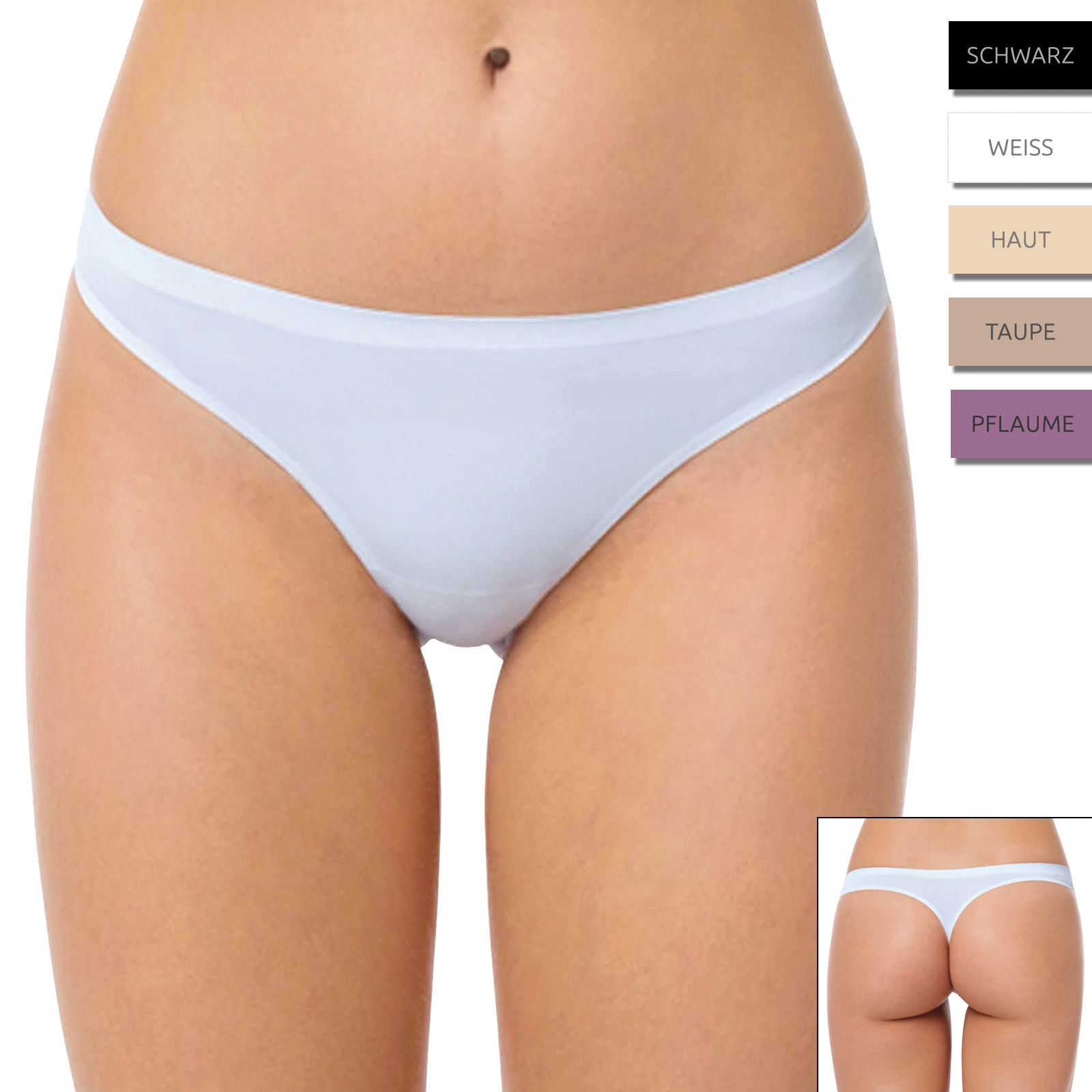 yenita® 3er Pack invisible Mikrofaser String für Damen - Farbe wählbar