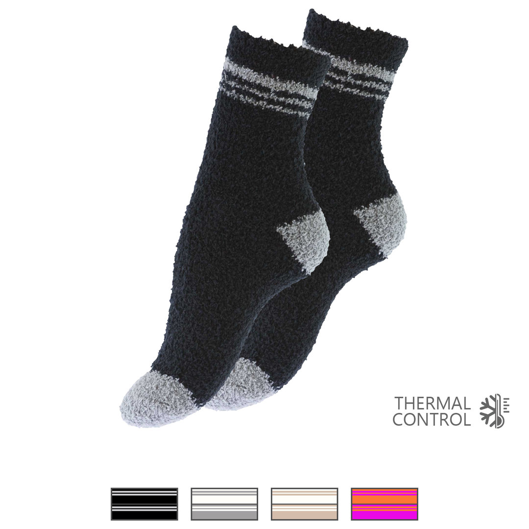 yenita® Kuschelsocken 2er Pack mit Ringel "Home Socks" - Farbe wählbar