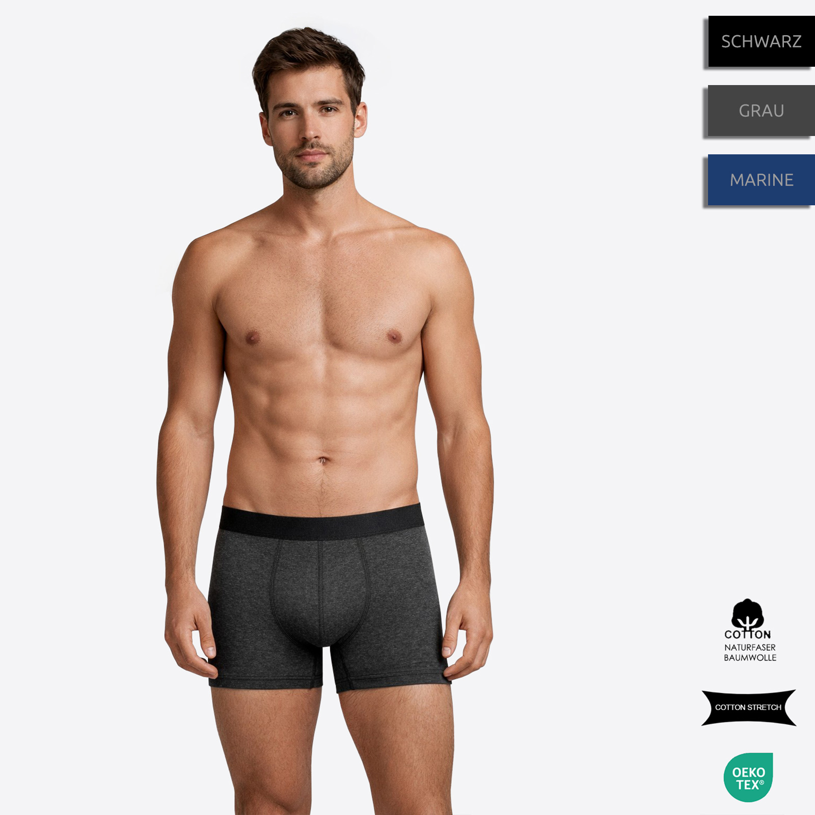 Vincenzo Rosso® Herren Boxershorts aus Baumwolle mit Elasthan - Farbe wählbar