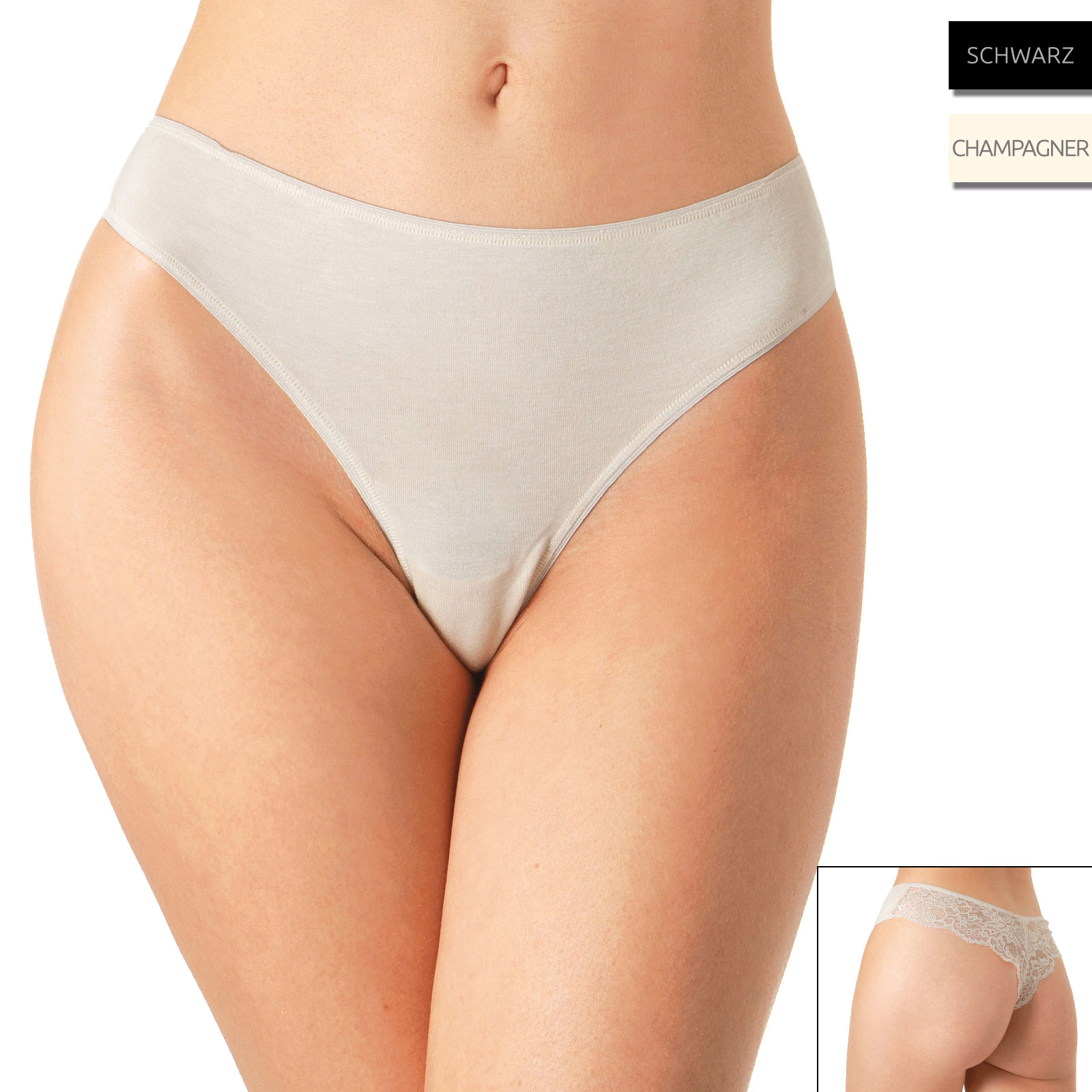 yenita® Damen Tanga mit Spitze hinten "BAMBUS" - Farbe wählbar