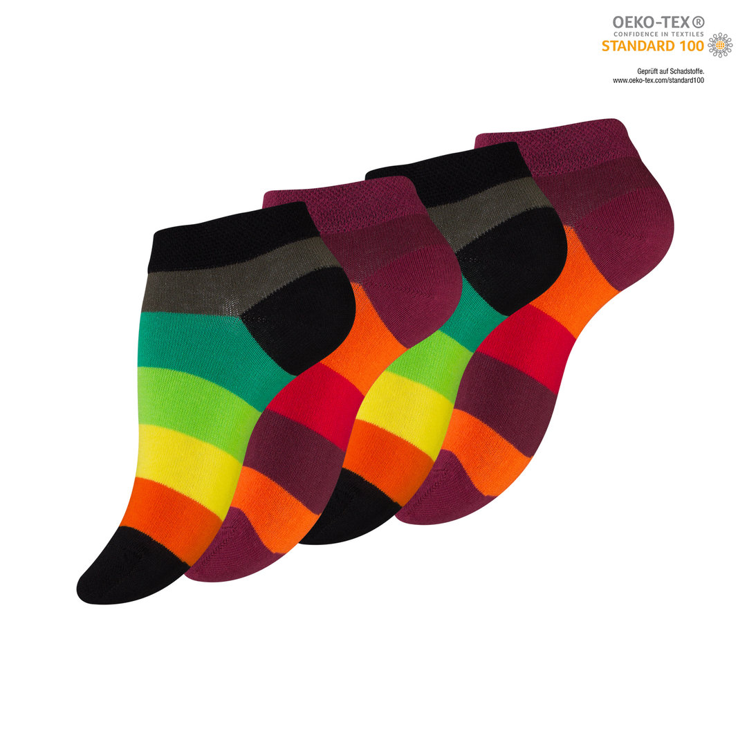 Vincent Creation® 4er Pack Damen Sneaker Socken "RAINBOW"