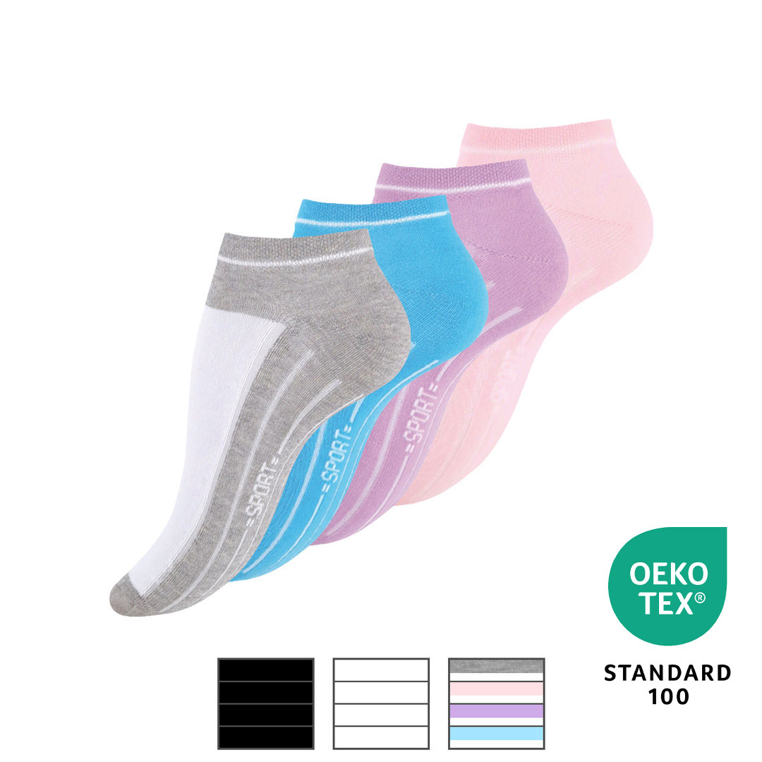 4er Pack Damen Sneaker Socken - mit Rippsohle