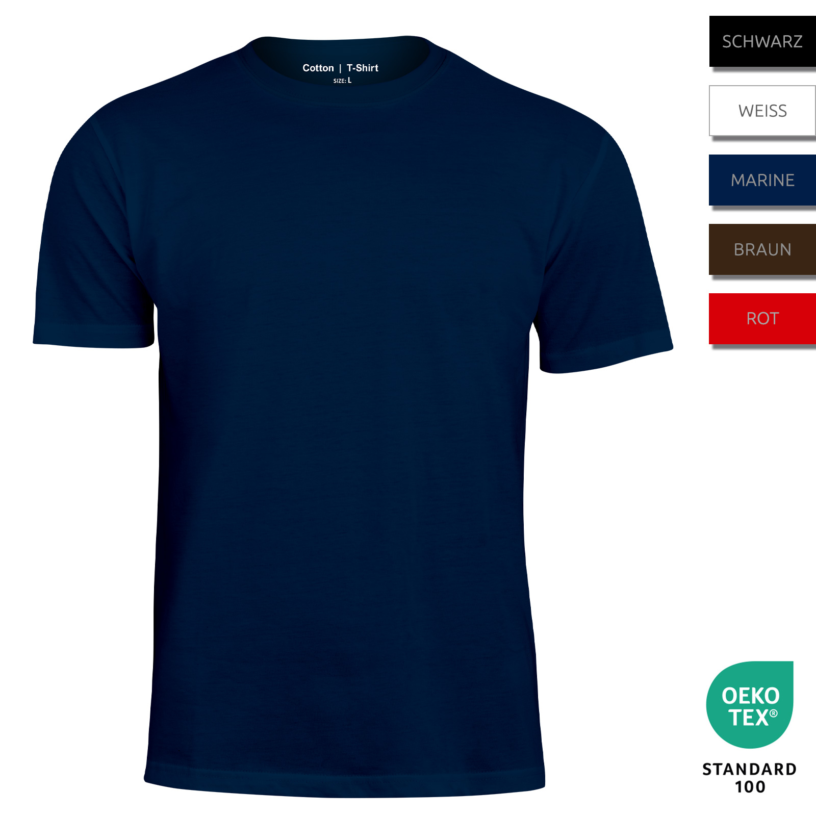 Herren Baumwoll T-Shirt mit Rundhalsausschnitt - Farbe wählbar
